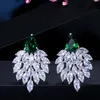 Bijoux de mariage de mariée AAA Cubic Zirconia Charm Designer Boucles d'oreilles Cuivre Rouge Blanc Blanc Bleu Vert Saphir Emerald CZ Luxe Silver Boucles d'oreilles pour femmes