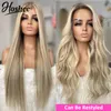 Spetsspårar Ash Blonde Straight Front Wig Brazilian Colored Human Hair 613 HD Frontal Highlight For Women18538856530833