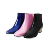 Ботинки осень зима женская мода квадратная головка толстый каблук с низкой каблукой короткие туфли плюс размер 33-48