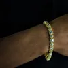 Bracciale da tennis da uomo interamente geometrico ghiacciato, rotondo, quadrato, catena a maglie CZ, gioielli Hip Hop Bling