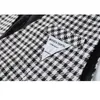 夏の女性のファッションビンテージTシャツ+チェック柄ベストスーツ韓国風ストリートウェアカジュアルレディースルーズTシャツトップセット210515