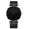 Wristwatches Men's Watch Simple Black Alloy Mesh Strap Quartz Wrist Mens Sports Leisure Hit Color Blue Needle Business