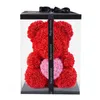 Drop 40cm Rose Bears in Box 25cm Bear of Roses Ribbon Rose Teddy Bear Valentine Mothers Day Gift for Women Whole Y121328F