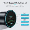 Car Charger with Luminous PD3.0 30W Mini Full Metal Dual QC 3.0 USB Fast Charging Type C Quick Charge for Mobile Phone