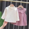 HE Hello Enjoy Sweet Spring Filles Enfants Princesse Col En Dentelle Robe Globale + Hauts À Manches Longues Blouse 2pcs Enfants Bébé Nourrissons G1215