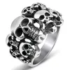 Vintage Punk Metal Skull Rzeźbione Gothic Klaster Pierścień Kwiat Dragonfly Sunflower Pierścionki Cool Mens Rock Party Biker Biżuteria