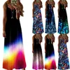 Plus Size 5XL Summer Maxi Dresses Five Color Print Spaghetti Strap Women's Fashion Casual Printed Mid-Waist 210522