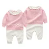 Spring Autumn born Infant Baby Girls Cute Knit Rompers Clothing Kids Girl Long Sleeve Clothes 210429