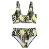 Kvinnors badkläder Summer Printed Sports Split Bikinis Kvinnor Hög midja baddräkt Set Tight Female Swim Beach Pool Bathing Suits