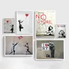 Paintings Abstract Girl Wall Art Canvas Painting Bansky Posters And Prints Black White Pictures For Living Room Decor8930392