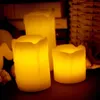 3pcs / lot Flammenlose elektronische LED Kerzenlampe Zylindrisch flackernde gelbe LED Teelampe Hochzeits-Party Dekoration Geschenke SH190924