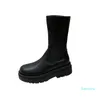 Bottes Cuir Cuir Cuir High Plateforme Femmes Slim épais Semelle sur les chaussures du genou noir hiver long