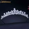 Cwwzircons de Alta Qualidade Cúbica Zircônia Romântica Flor De Nupcial Tiara Coroa Casamento Casamento Cabelo Acessórios Jóias A008 210707