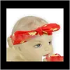 Accessoires Bébé, Enfants Maternité Drop Delivery 2021 Xmas Bohemian Cotton Gold Dots Girl Baby Bow Bandeau Turban Twist Head Wrap Twisted Kn