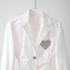 DEAT femmes blanc Patchwork diamants évider Blazer nouveau col polo à manches longues Slim Fit veste mode marée été 7E1045 210428