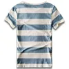 Men Striped T-рубашка полосы Top Tees мужской мода с коротким рукавом синий красный белый черный футбол костюм костюм косплей G1222