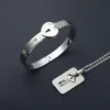 Fashion Concentric Lock Key Titanium Steel Stainless Jewelry Bracelet Necklace Couples Set Gifts For Men And Women Bangle Inte22