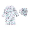 Maillot de bain licorne imprimé arc-en-ciel pour enfants, maillot de bain pour filles de 1 à 6 ans, ensemble avec bonnet
