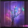 Suministros de fiesta festivos Entrega de caída de jardín 2021 para el hogar LED Willow Lámpara de rama Batería Ornamentos decorativos de Navidad TR3518744