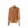 Vintage Chic Czarne Białe Swetry Dzianiny Kobiety Sweter Casual O Neck Lampion Rękaw Soeles Jumper Topy Kobiet zimowy sweter X0721