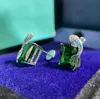 Brand Pure 925 Sterling Silver for Women Green Fish Diamond Pendientes de bodas Pendientes de fiesta Joyas de plata joyas de diseño