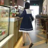 Casual Dresses Summer Girl Cartoon Navy Blue White Sailor Collar Japan School Uniform Girls Cute Bowknot Tie College Sweet Dress
