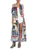 2022 Boho Print Half Sleeve Dress Summer Beach Wear Long Kimono Plus Size Women Clothes Sexy V-neck Lady Loose Dresses