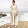 Sexy Hollow Knitted Beach Cover Up Long Plus Size Dress Women Bikini Summer Holiday Skirt Lady Swimsuit 210521