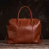 NUPUGO Genuine Leather Vintage Men Handbag Man Briefcase Brown Busins Shoulder Crossbody Bag Cowhide Office 14 Inch Laptop Bag