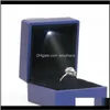 Pudełka Drop dostawa 2021 LED LED LIDEK Pudełka Pierścień Pierścień Wedding Pakiet Pakiet Pakiet Pakiet Opakowanie światła Biżuteria Creatived Pose Cage Uchwyt 164 R2 K0