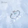 Belle étoile de mer bleu coquille ronde Zircon 925 en argent Sterling ouverture bague pour les femmes Simple fête bijoux fins 210707