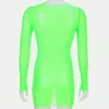 Dorywczo Dresses 2021 Sexy Moda Zielona Neon Perspektywy Siatka Suma Wakacje Sukienka Plażowa Przegląda przez Bodycon Sun Vestidos Kobiety