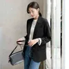 Peonfly Autumn Fashion Blazer Jacket Women Casual Korean Pockets Long Sleeve Coat Office Ladies Solid Loose 211122