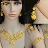 Earrings & Necklace African Jewelry Set Nigerian Wedding Costume 24K Gold Plated Bracelet Ring Bridal Dubai Jewellery Ornament