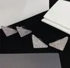 Mulheres Moda Designer Studs Brincos Colares Triângulo Carta Carta Brinco Diamantes Ornaments Jóias