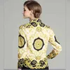 Style Mode Baroque Vent Totem Imprimer Revers Chemise à manches longues Blouse Femmes Vintage Manches longues 210520