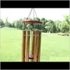 Nieuwheid items Decor Garden Druppel levering 2021 Grace diep resonant Antiek metaal Wooden 6 Tube Windchime Chapel Bells Wind Chimes Home Ornam