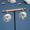 GuaiGuai bijoux naturel culture d'eau douce blanc pièce perle Turquoise bleu Cz pavé plaqué or boucles d'oreilles pour femmes 5948022