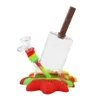 Bongo de vidro de silicone tubos de fumar tocos tubulações tubulações de cachimbo de cachimbo dab equipamento petróleo usar para sorvete de ervas secas em forma de tigela