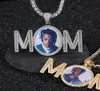 Men Women Custom Name Baguette Letters Photo Round Medallions Pendant gifts Zircon Necklace Hiphop Jewelry