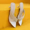 Sandaler Luxury Gladiator High Heels Women Jelly Transparent PVC Knit Point Toe Slippers Flip Flops Party Office Pumps