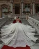 2022 grande taille arabe Aso Ebi ivoire luxueux robe de mariée scintillante chérie perlée paillettes robes de mariée robes ZJ440