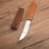 New Straight Knife D2 Drop Point Lucido a specchio Lama Manico in palissandro Coltelli a lame fisse con fodero in legno