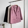 Veste de costume noir à simple boutonnage de haute qualité pour femmes printemps coréen lâche élégant blazers féminins et vestes bureau dame 210607