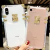 Moda luxo designer quadrado casos de telefone para iphone 11 12 13 14 15 pro max xs xr 7 8 plus metal claro cristal à prova de choque capa