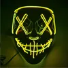 Halloween Horror Mask ledde leksaker Glödande masker Purge Shield Election Mascara Costume DJ Party Light Up Glow in Dark 10 Colors9469268