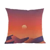 Coussin/oreiller décoratif paysage coloré lever du soleil et coucher de soleil crépuscule ruisseau de montagne nuit pyramide étui en lin maison canapé coussin décoratif C