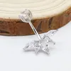 S925 Silver Belly Button Ring 14g Maple Leaf Cz Navel Barbell Studs Body Piercing Navel Bars