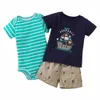 2018 mode Baby Jungen Sommer Kleidung Set Kinder 100% Baumwolle Kleidung Kurzen Body + Shorts + T-shirt 3 Stücke neugeborenen Baby Kleidung G1023