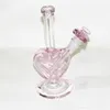 Heart Shape Pink Color Glass Dab Rigs Hookahs Bongs Water Pipes Oil Rig with 14mm Love Smoking Dry Herb Glass Bowls